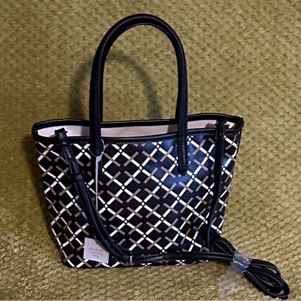 A New Day Black and White Geometric small Tote